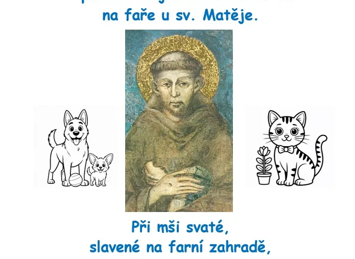 Mše svatá s žehnáním zvířat v novém altánku na farní zahradě